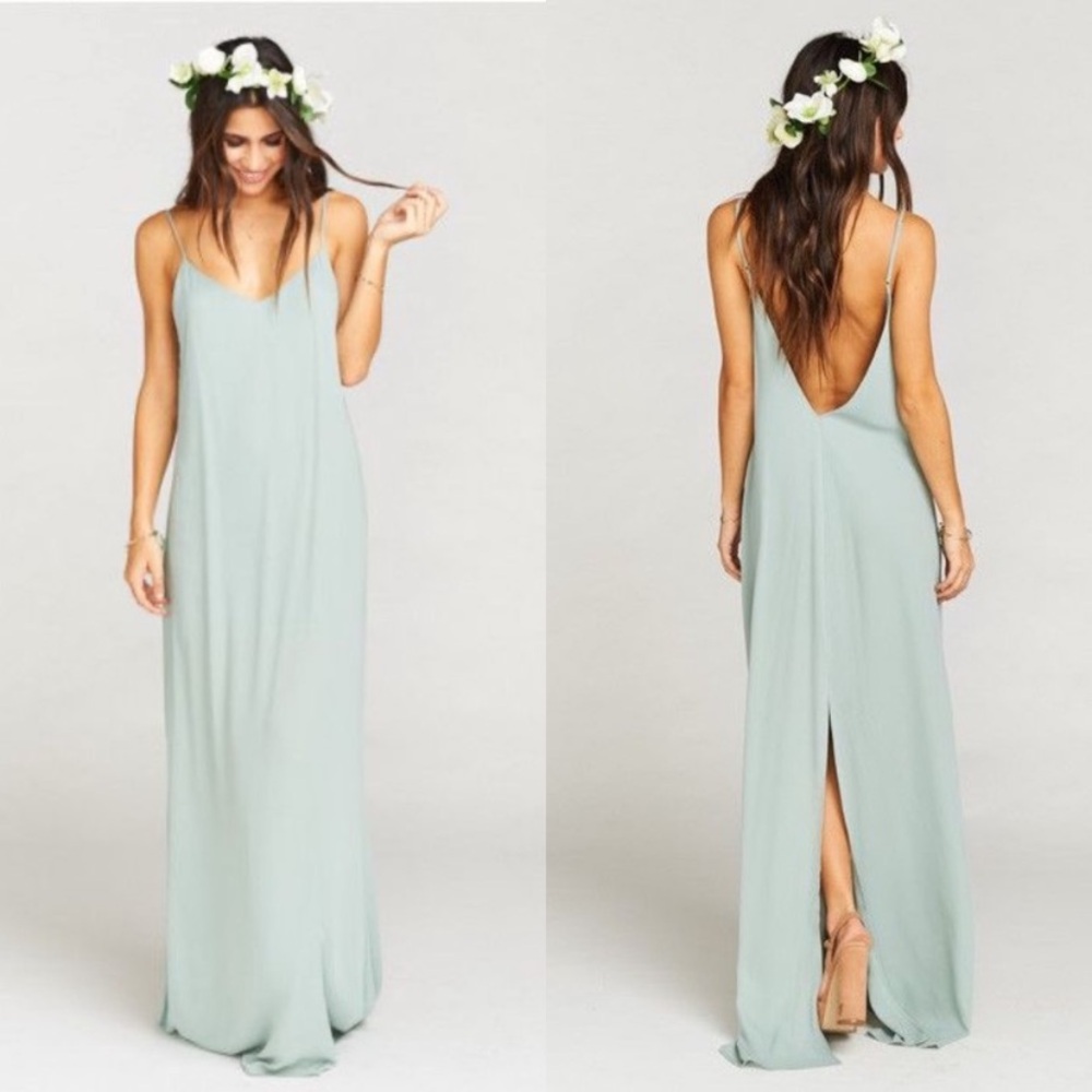Show Me Your Mumu Jolie Silver Sage Maxi Dress Sz Medium